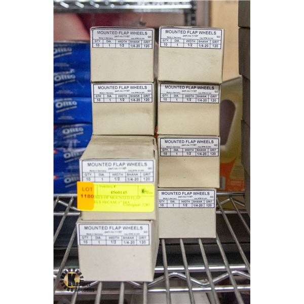 10 BOXES OF MOUNTED FLAP WHEELS 10/CASE 1" DIA