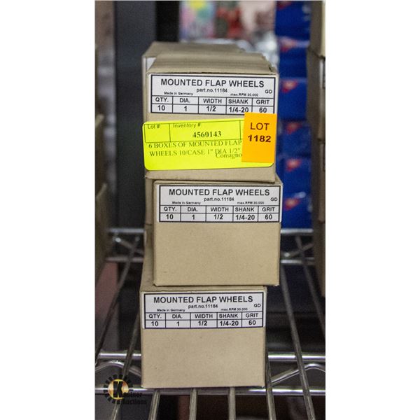 6 BOXES OF MOUNTED FLAP WHEELS 10/CASE 1" DIA 1/2"