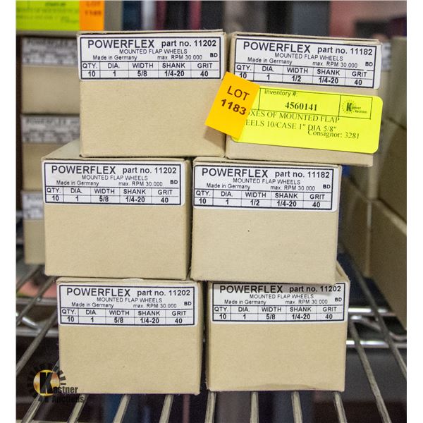 6 BOXES OF MOUNTED FLAP WHEELS 10/CASE 1" DIA 5/8"