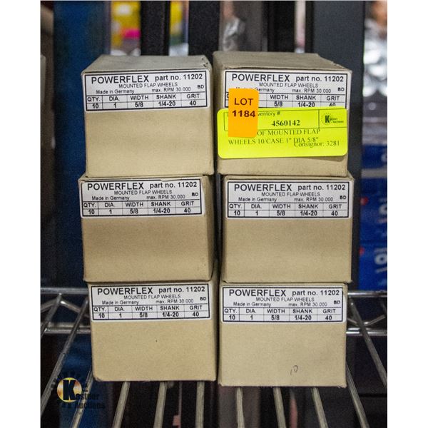 6 BOXES OF MOUNTED FLAP WHEELS 10/CASE 1" DIA 5/8"