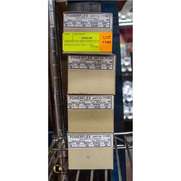 4 BOXES OF MOUNTED FLAP WHEELS 10/CASE 1" DIA