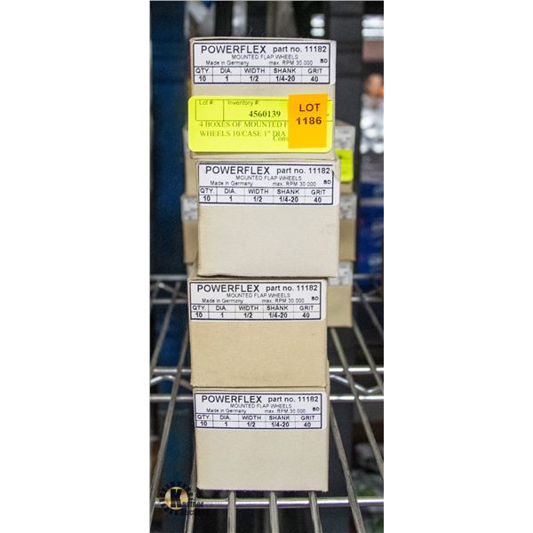 4 BOXES OF MOUNTED FLAP WHEELS 10/CASE 1" DIA