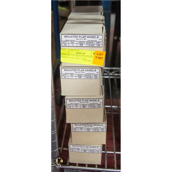 10 BOXES OF MOUNTED FLAP WHEELS 10/CASE 1" DIA