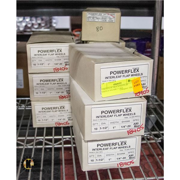 10 BOXES OF MOUNTED FLAP WHEELS 10/CASE 1" DIA