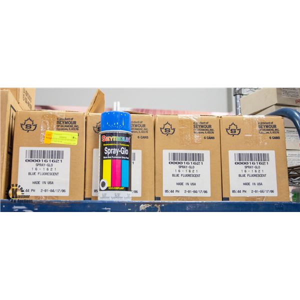 8 CASES OF 6 CANS OF SEYMOUR SPRAY GLO BLUE