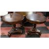 Image 1 : PAIR OF SOLID WOOD ROUND SIDE TABLES H-25" D-27"