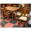 Image 1 : ANTIQUE WOOD TABLE WITH 2 INSERTS & 6 CHAIRS