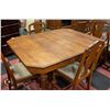 Image 3 : ANTIQUE WOOD TABLE WITH 2 INSERTS & 6 CHAIRS