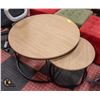 Image 1 : METAL/WOOD ROUND SIDE TABLE NESTING 18" X 31.5"