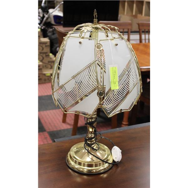 VINTAGE BRASS & GLASS LAMP