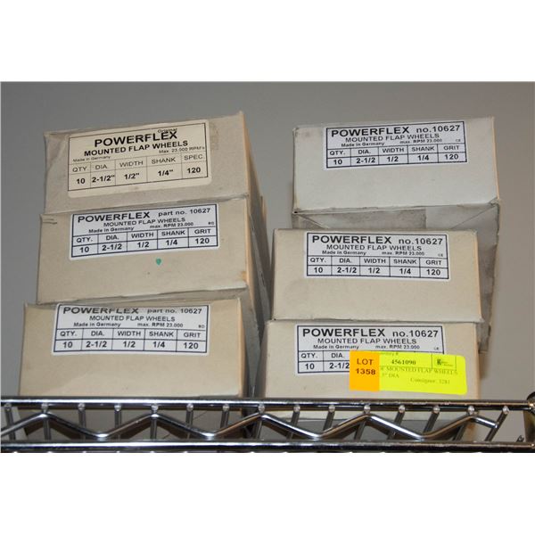 6 CASES OF MOUNTED FLAP WHEELS 10/CASE 2.5" DIA