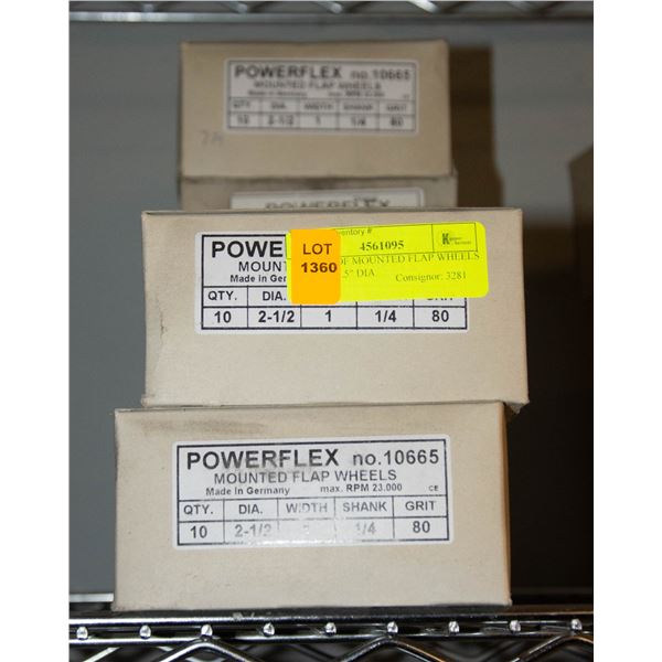6 CASES OF MOUNTED FLAP WHEELS 10/CASE 2.5" DIA