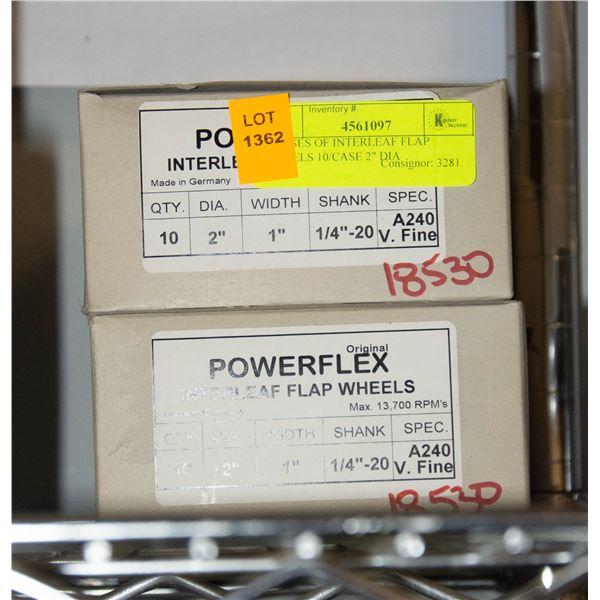 2 CASES OF INTERLEAF FLAP WHEELS 10/CASE 2" DIA