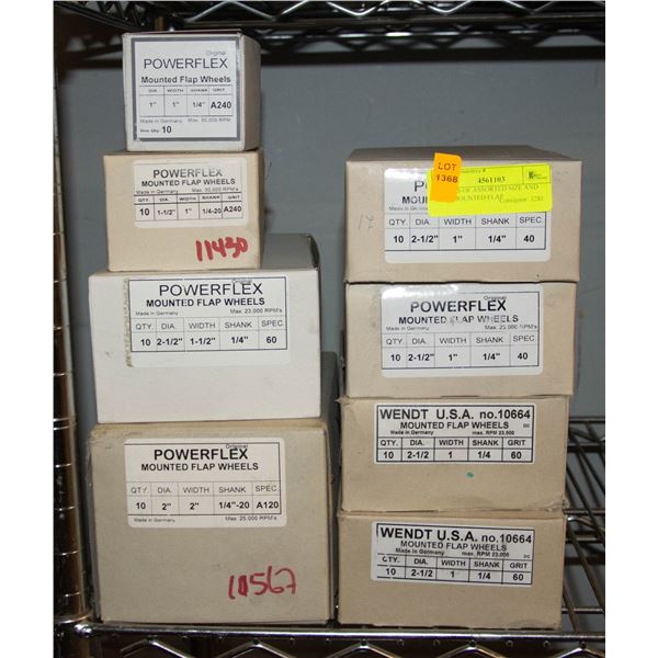 8 CASES OF ASSORTED SIZE AND GRIT MOUNTED FLAP