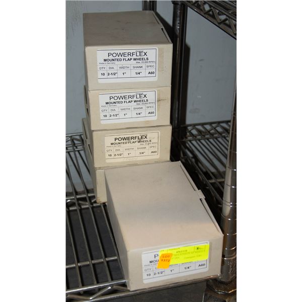 5 CASES OF MOUNTED FLAP WHEELS 10/CASE 2.5" DIA