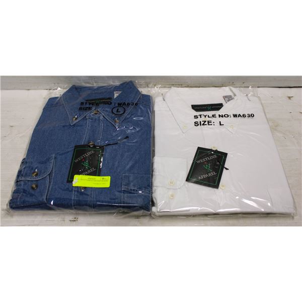 NEW MEN'S SHIRTS 1DENIM 1WHITE SIZE L