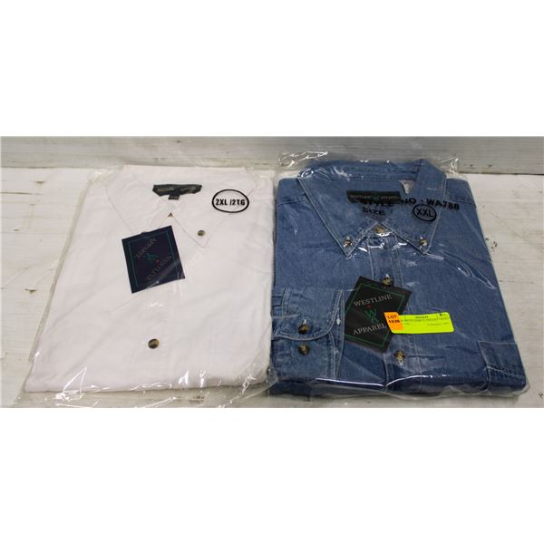 NEW MEN'S SHIRTS 1DENIM 1WHITE SIZE 2XL