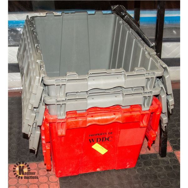 LOT OF 3 PUZZLE CLOSING STORAGE BINS