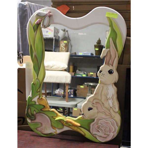 FRAMED CHILDREN'S MIRROR 32" X 24" WITH CHAIR