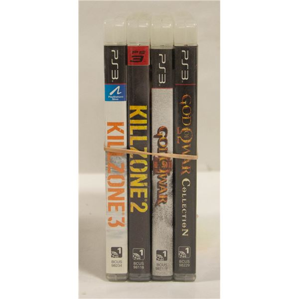 4 PS3 GAMES INCL KILLZONE, KILLZONE 2, GOD OF WAR