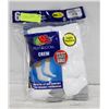Image 1 : WHITE CREW SOCKS 12-16 SIZE 6-PACK FRUIT OF