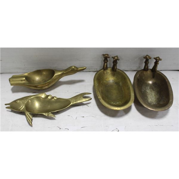 4 BRASS CANDY BOWLS