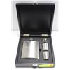 Image 1 : ENGRAVED STAINLESS STEEL FLASK AND SHOT GLASS SET