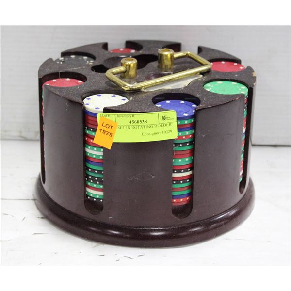 POKER SET IN ROTATING HOLDER