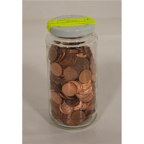 JAR OF CANADIAN PENNIES