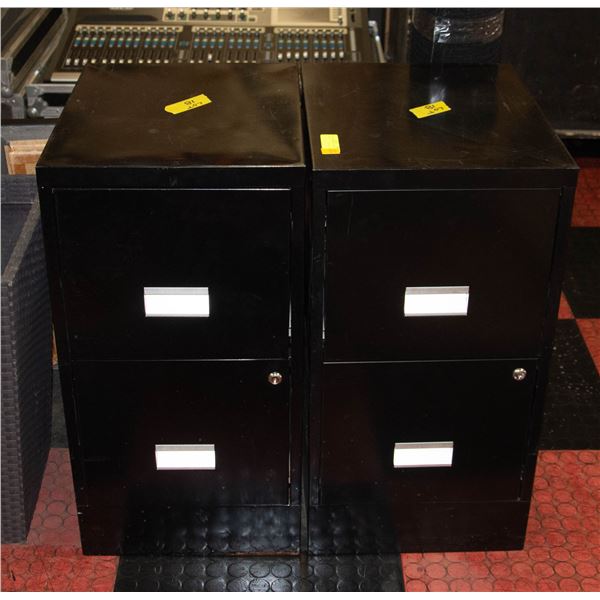PAIR OF 2 DRAWER BLACK FILE CABINETS