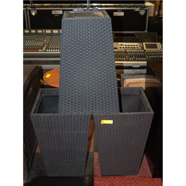 3 WICKER PLANTERS