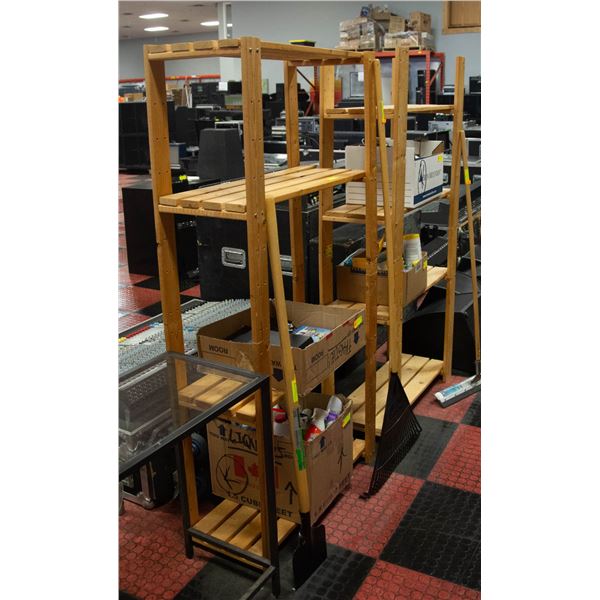 2 WOOD SHELF UNITS
