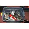 Image 1 : TOTE OF SHOP SUPPLIES INCL CLAMPS, MOWER BLADE AND