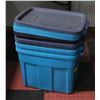 Image 1 : LOT OF 4 RUBBERMAID TOTES & LIDS