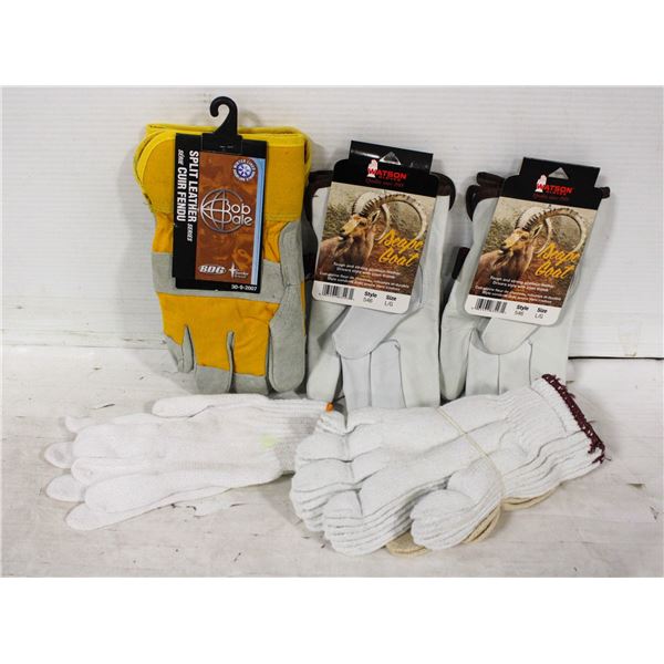BUNDLE OF NEW WORK GLOVES VARIOUS SZ MEDIUM/LARGE