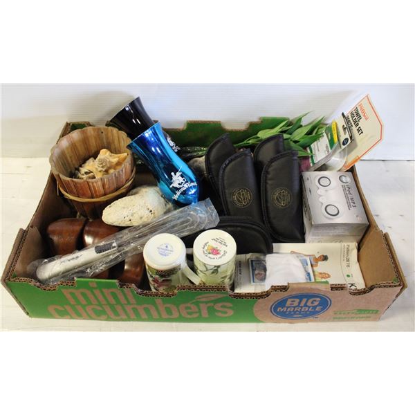 BOX OF ESTATE DECOR NEW AND