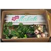 Image 1 : BOX W/SILK PLANTS, BARNWOOD MAHALO SIGN, VASES