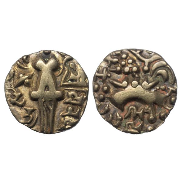 Kashmir-Karkota or Naga Dynasty of the Post-Gupta period, base gold dinar of King Vinayaditya, 7.63g