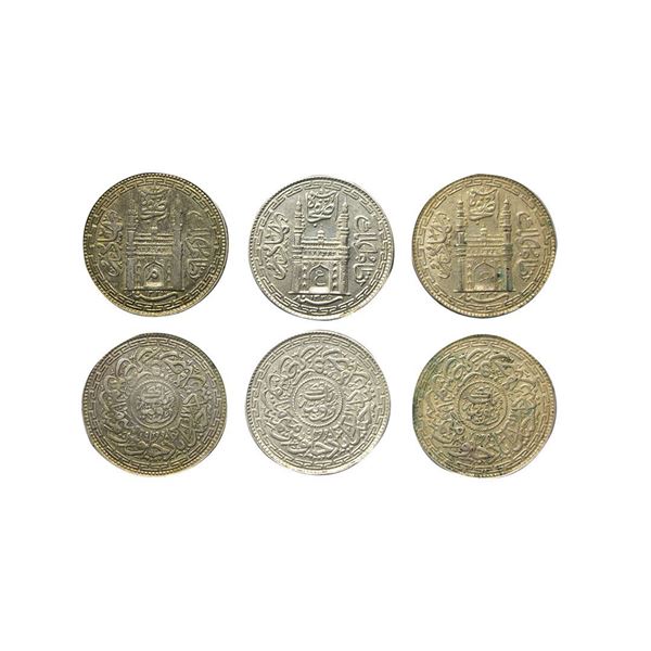 Hyderabad, Mir Mahbub Ali Khan and Mir Usman Ali Khan, Silver Rupee (3)