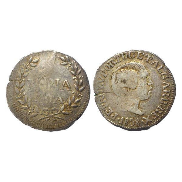 Portuguese India, Goa, D. Pedro V (1853-1861 AD), Silver Rupia, 10.94 gms