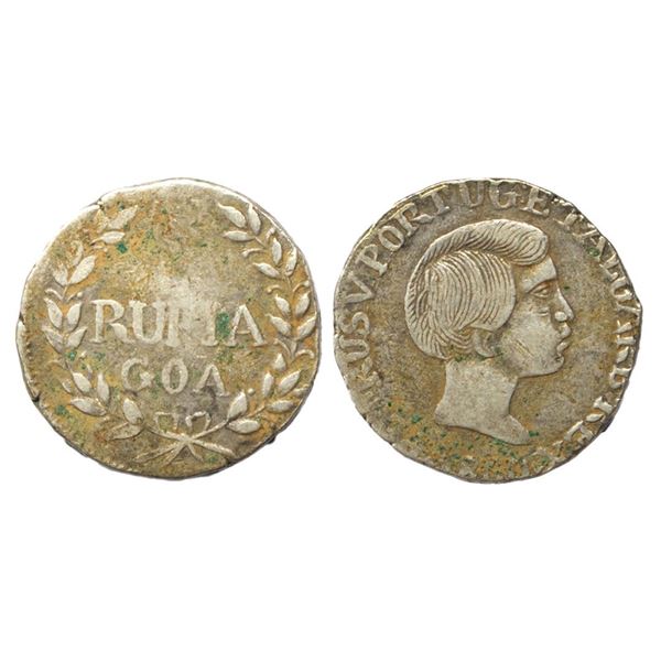 Portuguese India, Goa, D. Pedro V (1853-1861 AD), Silver Rupia, 10.88 gms