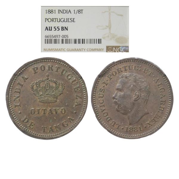 Indo Portuguese, Goa, Luis I (Ludwig), Copper 1/8 Tanga, 1881 AD