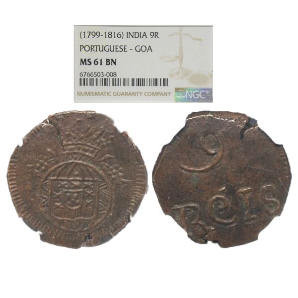 Indo Portuguese, Goa, D. João VI (1816-1826 AD), Copper 9 Reis, ND