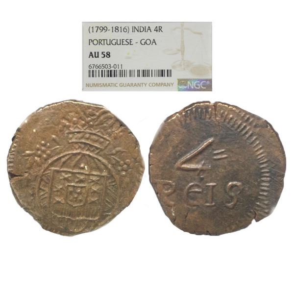 Indo Portuguese, Goa, D. João VI (1816-1826 AD), Copper 4 Reis, ND