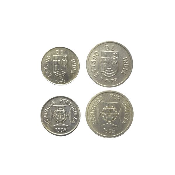 Indo Portuguese, Set of 2 Coins, Silver Rupia & 1/2 Rupia, 1935 AD, 1936 AD