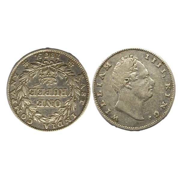 East India Company, William IV, Silver Rupee, INVERTED