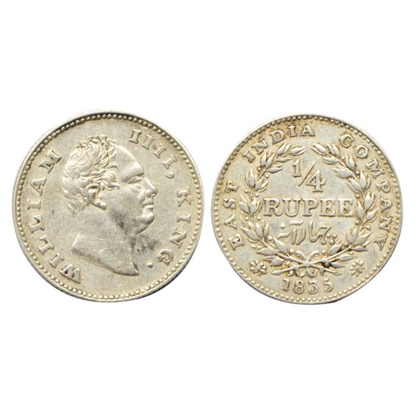 East India Company, William IV, Silver 1/4 Rupee, 2.90 gms