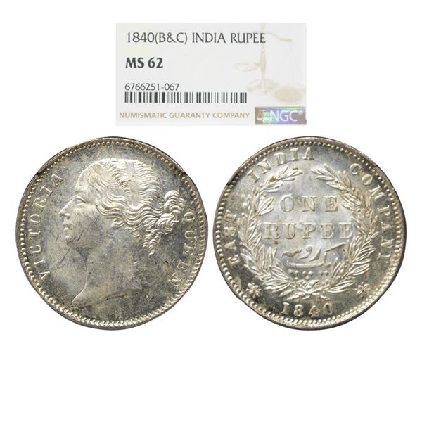 East India Company, Victoria Queen, Silver Rupee, 1840 AD
