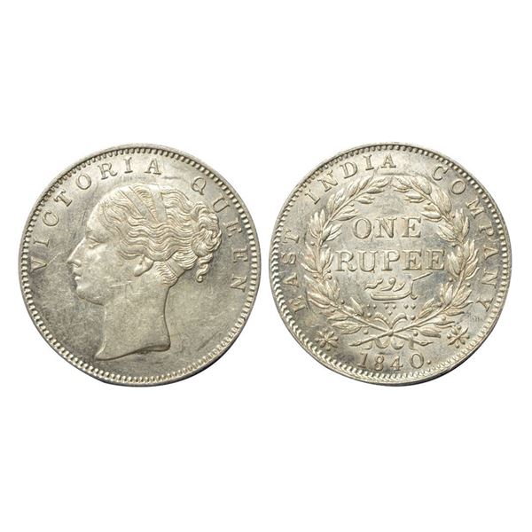 East India Company, Victoria Queen, Silver Rupee, 1840 AD