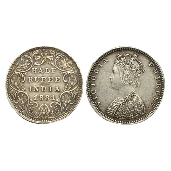 British India, Victoria Empress (1862-1901 AD), Silver 1/2 Rupee